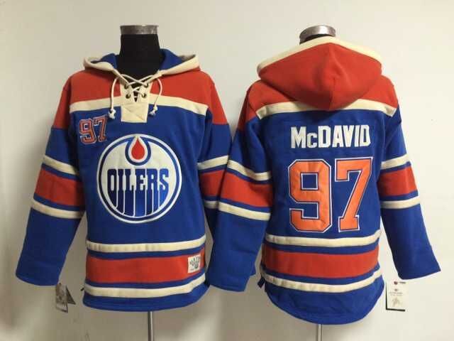 Connor Mcdavid #97 Edmonton Oilers orange blue Ice Hockey Hooded Sweatshirt