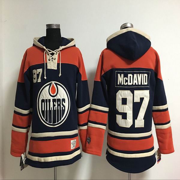 Connor Mcdavid #97 Edmonton Oilers orange dark blue Ice Hockey Hooded Sweatshirt