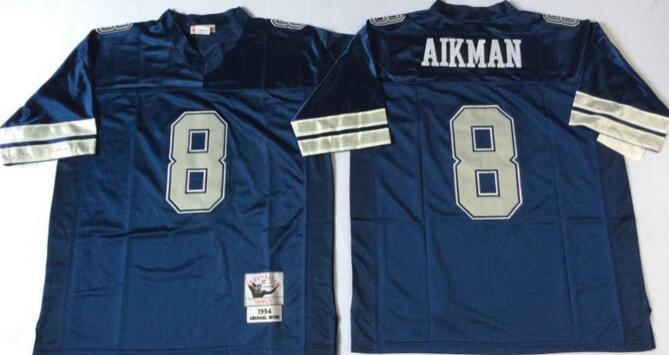 Dallas Cowboys 8 Troy Aikman blue men Throwback nfl Jersey