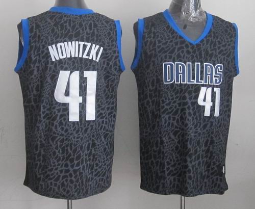 Dallas Mavericks 41 Dirk Nowitzki  black Leopard color adidas men NBA basketball Jerseys