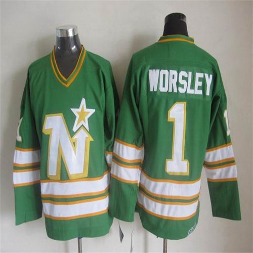 Dallas Stars 1 Worsley Green men nhl ice hockey jerseys