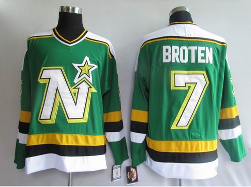 Dallas Stars 7 Broten Green men nhl ice hockey jerseys