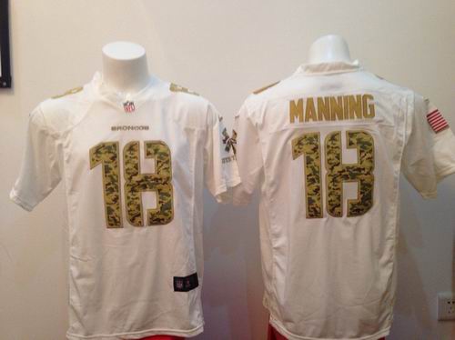 Denver Broncos 18 Peyton Manning white nike elite jersey American flag patch