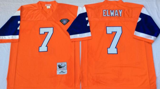 Denver Broncos 7 John Elway orange Throwback football jersey