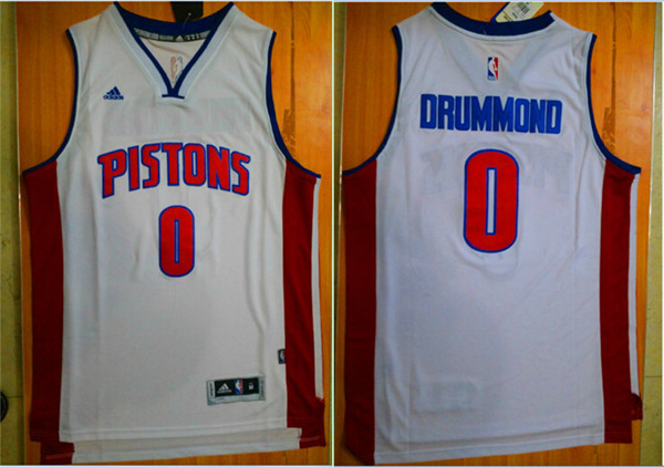 Detroit Pistons 0 Andre Drummond white adidas men nba basketball jerseys