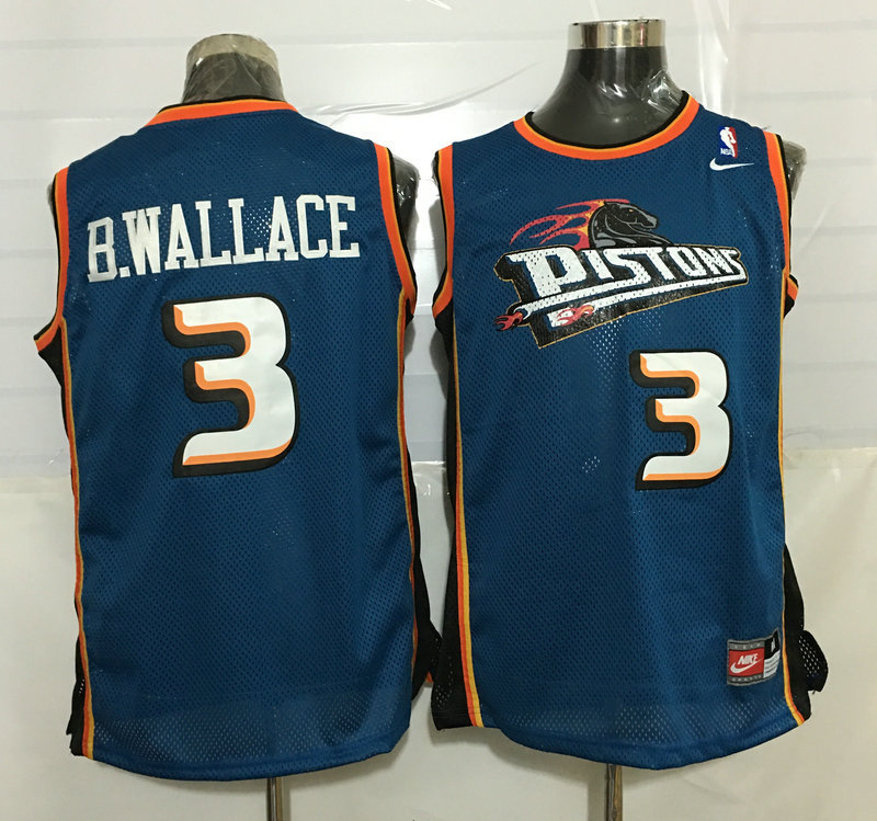 Detroit Pistons 3 Ben Wallace blue adidas men nba basketball jerseys