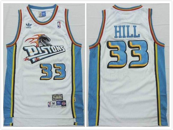 Detroit Pistons 33 Grant Hill white throwback adidas men nba basketball jerseys