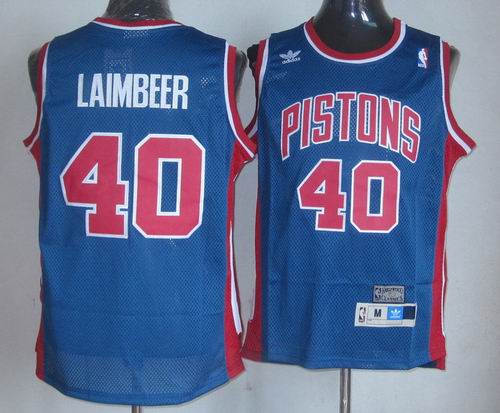 Detroit Pistons 40 LAIMBEER blue adidas men nba basketball jerseys