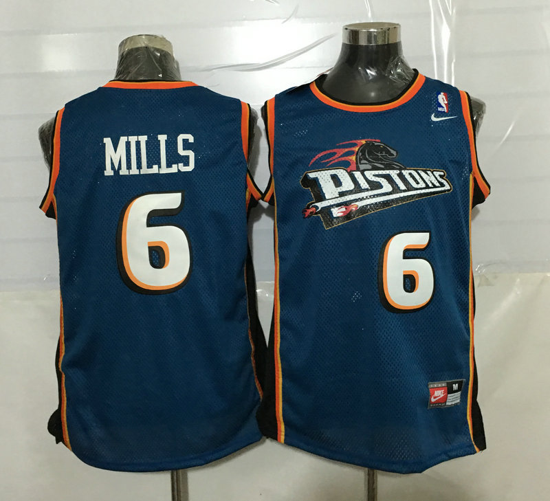 Detroit Pistons 6 Terry Mills blue adidas men nba basketball jerseys