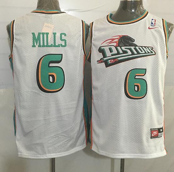 Detroit Pistons 6 Terry Mills white adidas men nba basketball jerseys