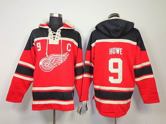 Detroit Red Wings Gordie HOWE 9# red NHL Hooded Sweatshirt