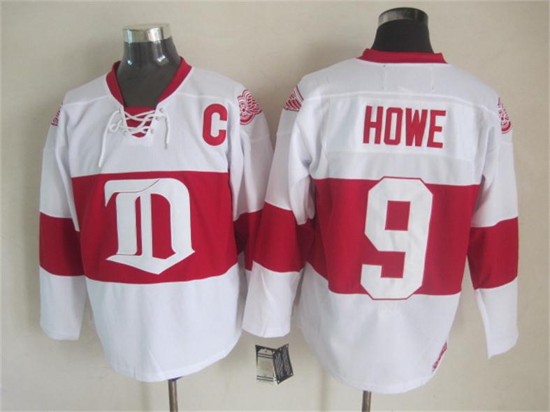 Detroit Red Wings Gordie Howe 9 white men ice hockey nhl jersey C patch