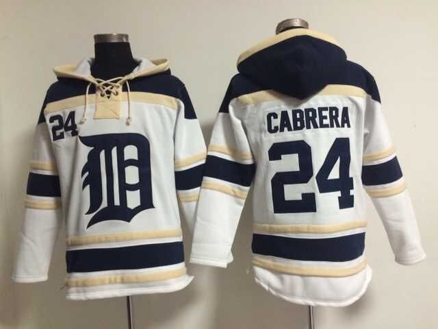 Detroit Tigers 24 Miguel Cabrera white Baseball Hooded Sweatshirt