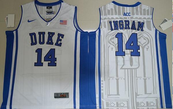 Duke Blue Devils Brandon Ingram 14 V Neck College Basketball Elite Jersey - White