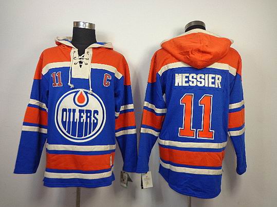 Edmonton Oilers 11# Mark Messier blue nhl hooded sweatshirt