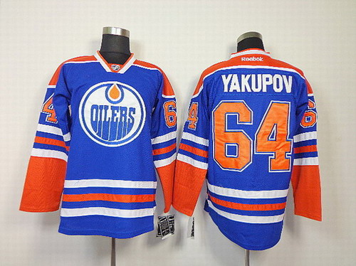 Edmonton Oilers 64 Nail Yakupov Blue men nhl ice hockey  jerseys
