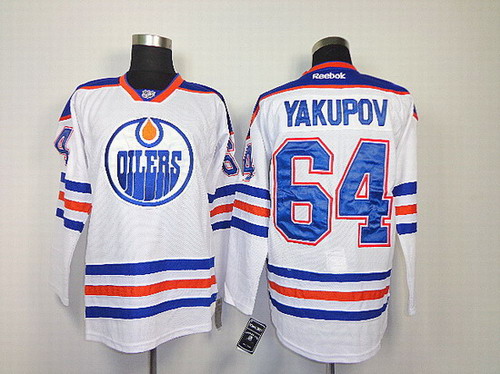 Edmonton Oilers 64 Nail Yakupov White men nhl ice hockey  jerseys