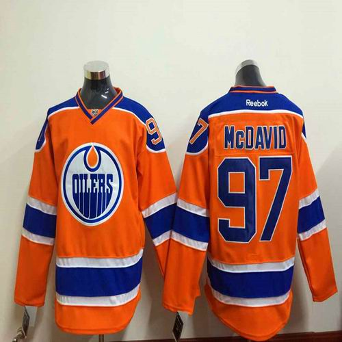 Edmonton Oilers 97 Connor Mcdavid orange men nhl ice hockey  jerseys