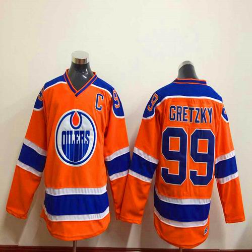 Edmonton Oilers 99 Wayne Gretzky orange men nhl ice hockey  jerseys