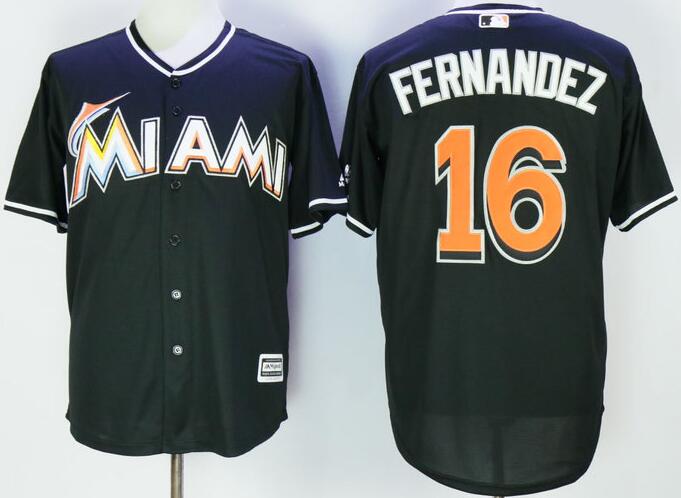 Florida Marlins 16 Jose Fernandez majestic black men baseball mlb Jerseys