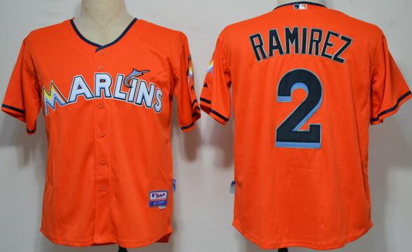 Florida Marlins 2 Hanley Ramirez Orange men baseball mlb Jerseys