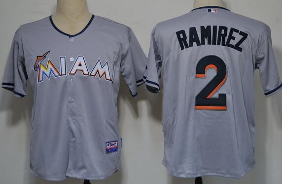 Florida Marlins 2 RAMIREZ Grey men baseball mlb Jerseys