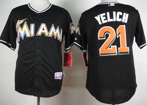 Florida Marlins 21 Christian Yelich black men baseball mlb jersey