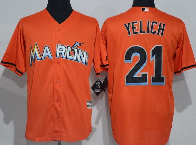Florida Marlins 21 Christian Yelich orange men baseball mlb jersey