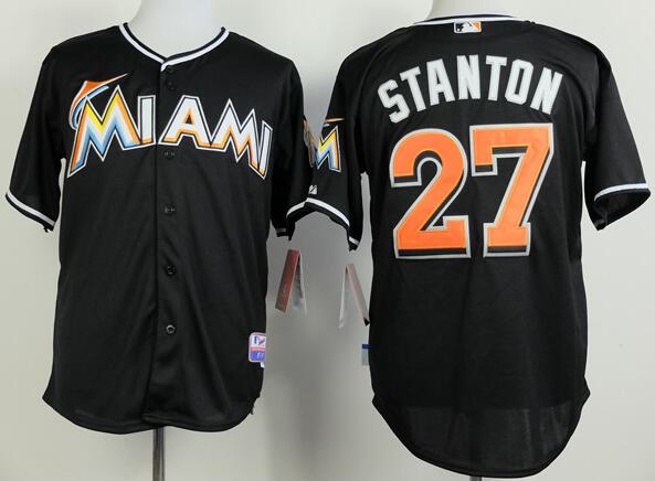 Florida Marlins 27 Mike Stanton black men baseball mlb Jerseys