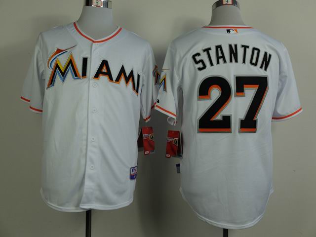 Florida Marlins 27 Mike Stanton white men baseball mlb Jerseys