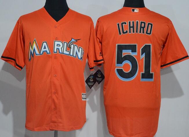 Florida Marlins 51 Ichiro majestic Orange men baseball mlb jersey