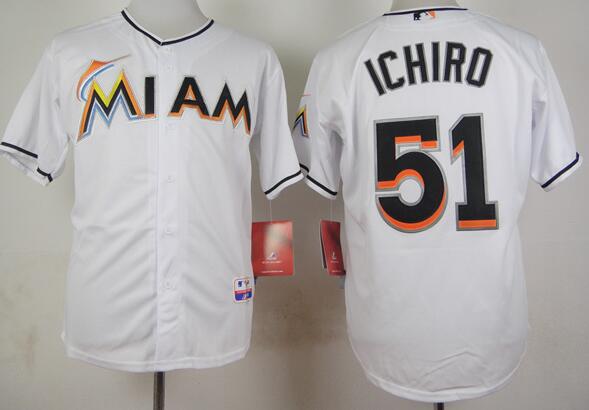 Florida Marlins 51 Suzuki Ichiro white men baseball mlb jersey