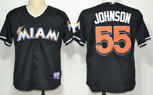 Florida Marlins 55 Josh Johnson Black men baseball mlb Jerseys