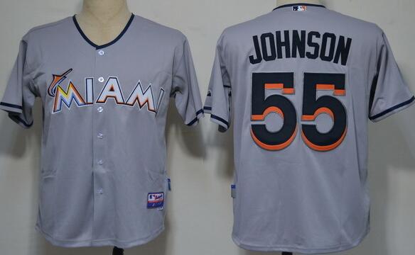 Florida Marlins 55 Josh Johnson Gray men baseball mlb Jerseys