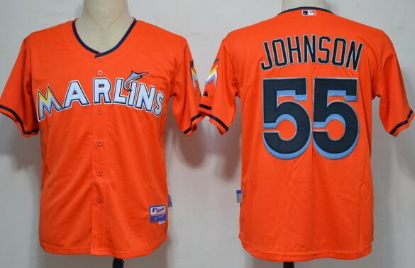 Florida Marlins 55 Josh Johnson Orange men baseball mlb Jerseys