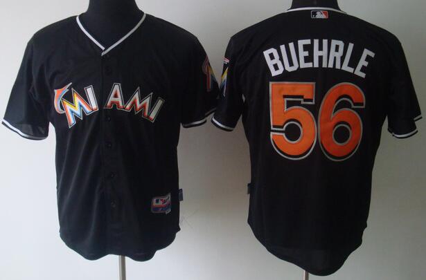 Florida Marlins 56 BUEHRLE Black men baseball mlb Jerseys