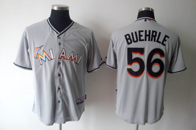 Florida Marlins 56 Mark Buehrle Grey men baseball mlb Jerseys-DT