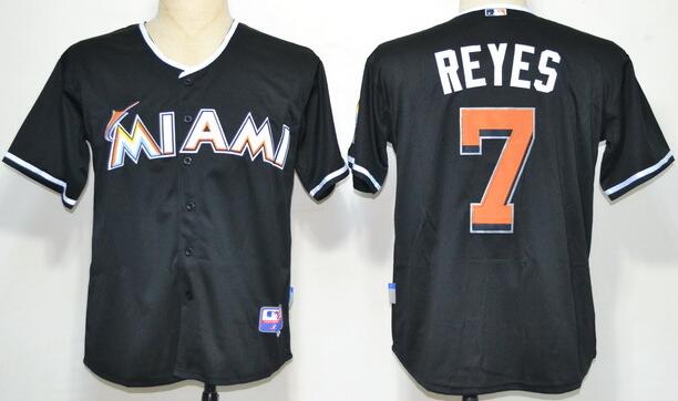 Florida Marlins 7 Jose Reyes Black men baseball mlb Jerseys