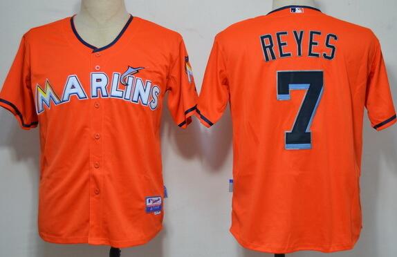 Florida Marlins 7 Jose Reyes Orange men baseball mlb Jerseys