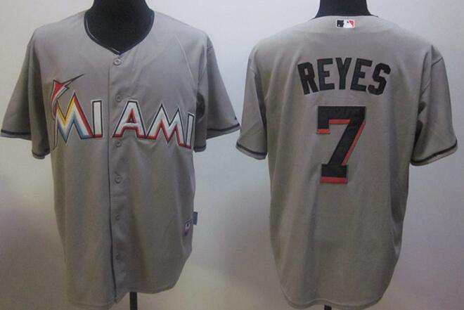 Florida Marlins 7 Jose Reyes grey men baseball mlb jerseys