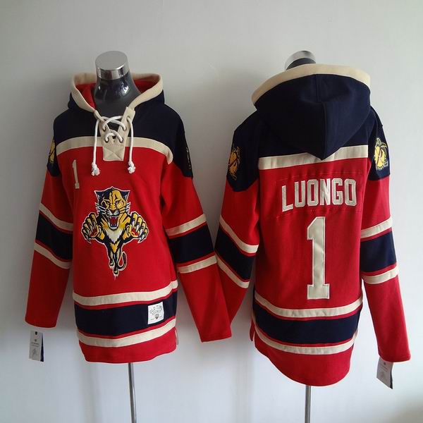 Florida Panthers #1 Roberto Luongo red black ice hockey hooded sweatshirt