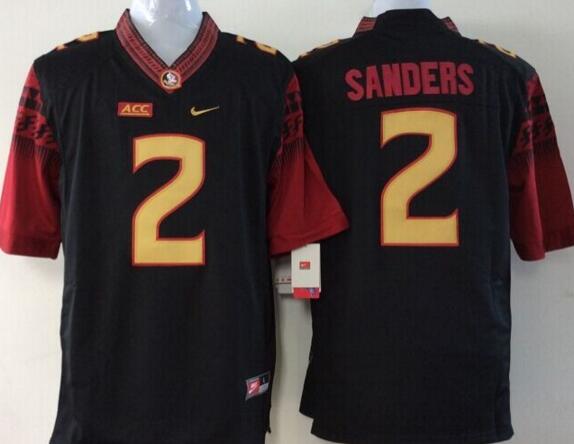 Florida State Seminoles 2 Deion Sanders Black men NCAA college Football Jerseys