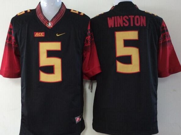 Florida State Seminoles 5 Jameis Winston Black men NCAA college Football Jerseys
