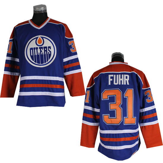 Grant Fuhr 31 Edmonton Oilers Light Blue men nhl ice hockey  jerseys