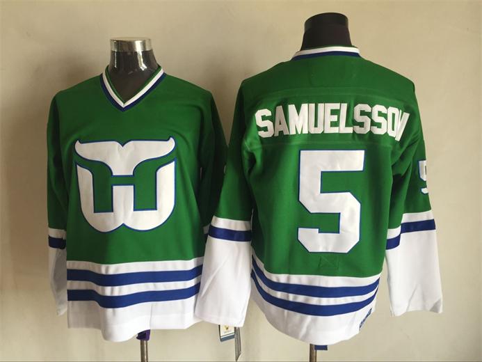 Hartford Whalers 5 Samuelsson green CCM men nhl ice hockey  jerseys