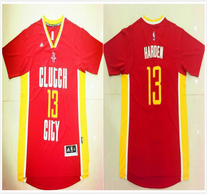 13-James-Harden-red-yellow-short sleeves Jersey