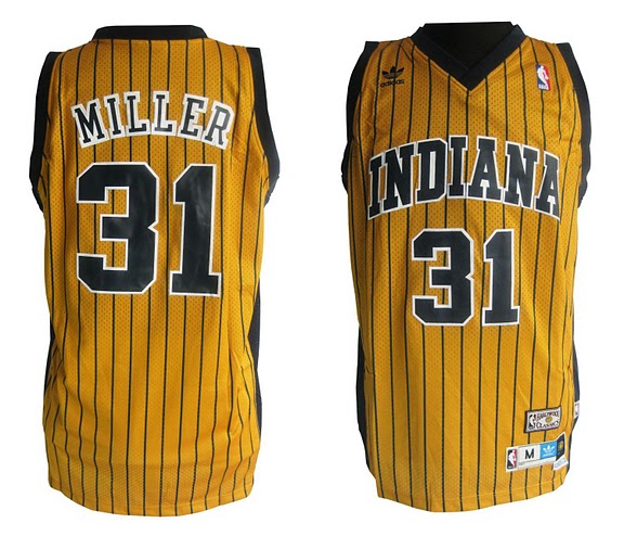 Indiana Pacers 31 Reggie Miller yellow NBA Jerseys