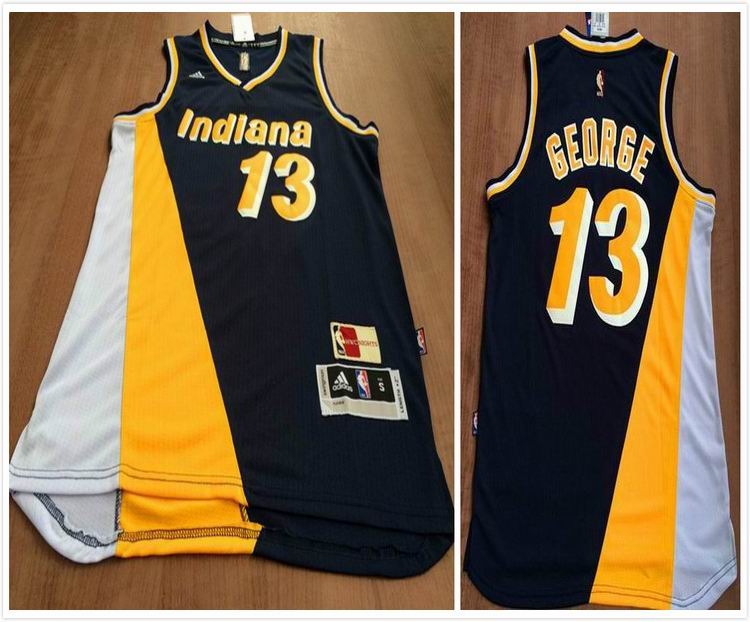 Indiana pacers 13 Paul George blue yellow signature adidas men nba basketball jerseys