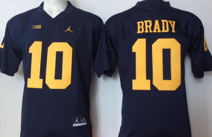 Jordan Michigan Wolverines 10 Tom Brady blue men NCAA college Football Jerseys