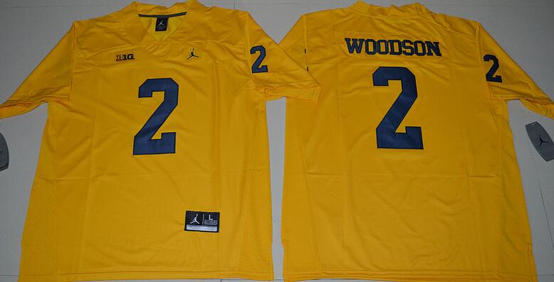 Jordan Michigan Wolverines 2 Charles Woodson yellow men NCAA college Football Jerseys